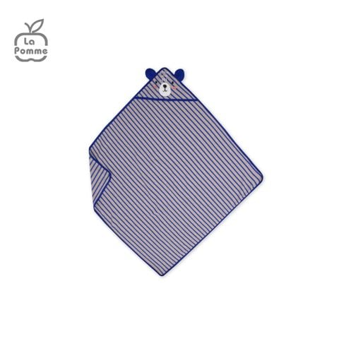  Chăn choàng đa năng mũ trùm La Pomme tai gấu - Kẻ xanh 