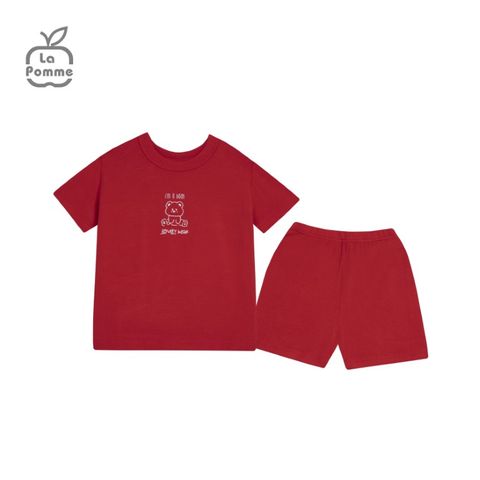  Bộ cộc tay La Pomme Teddy Bear - Đỏ 