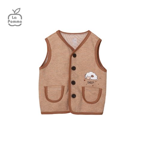  T021 Áo Gile Caro viền màu La Pomme - Ghi 