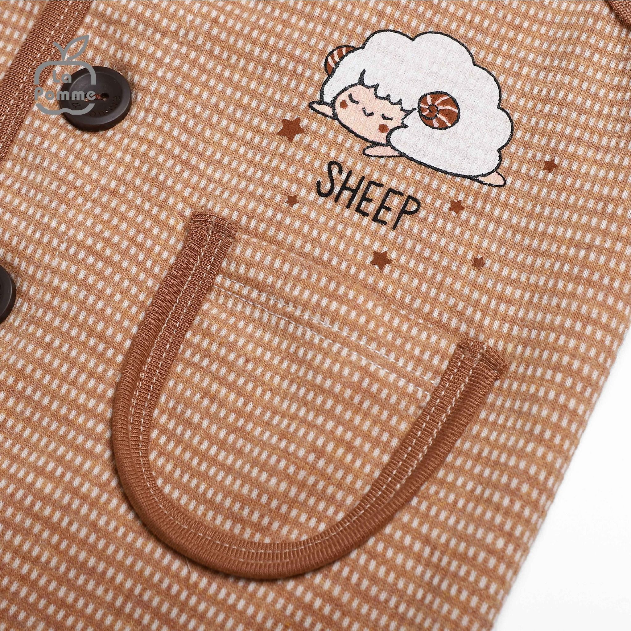  T021 Áo Gile Caro viền màu La Pomme - Nâu 