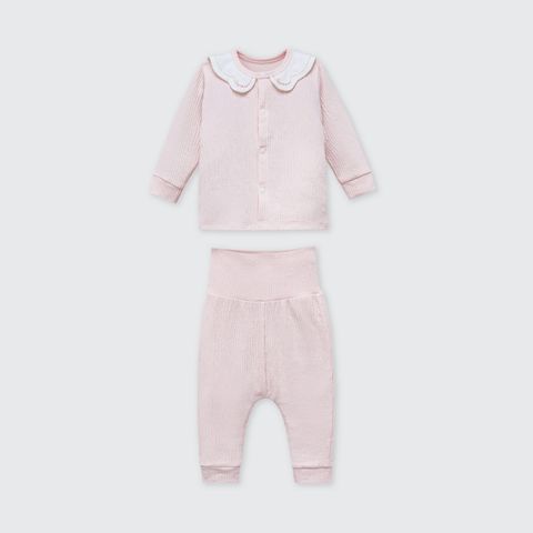  Bộ dài tay cúc giữa La Pomme dệt vân chìm 