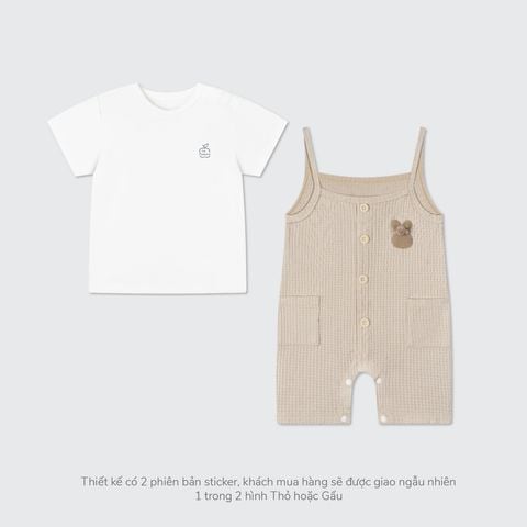  Bộ yếm rời kèm áo cộc tay La Pomme Gấu con du hành 