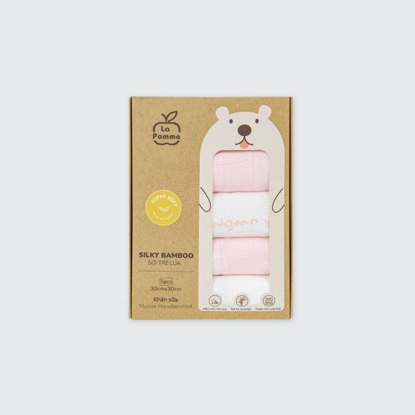  K001 - Set 5 Khăn sữa sợi tre lụa La Pomme phối màu (30x30cm) 