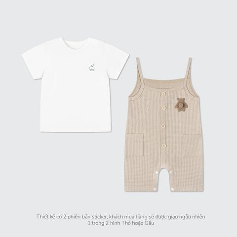  Bộ yếm rời kèm áo cộc tay La Pomme Gấu con du hành 