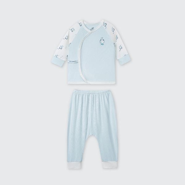  Bộ dài tay cúc lệch La Pomme phối họa tiết dễ thương 