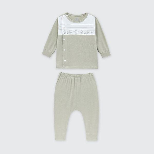  Bộ dài tay cúc lệch La Pomme cừu bông năng động 