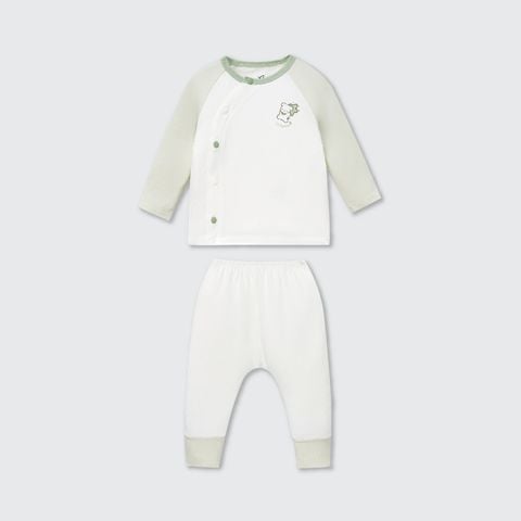  Bộ dài tay La Pomme cúc lệch hình in dễ thương 