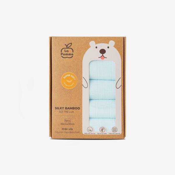  K001 Set 5 Khăn sữa sợi tre lụa La Pomme - 30x30cm 
