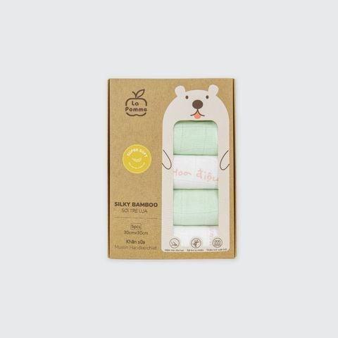  K001 - Set 5 Khăn sữa sợi tre lụa La Pomme phối màu (30x30cm) 