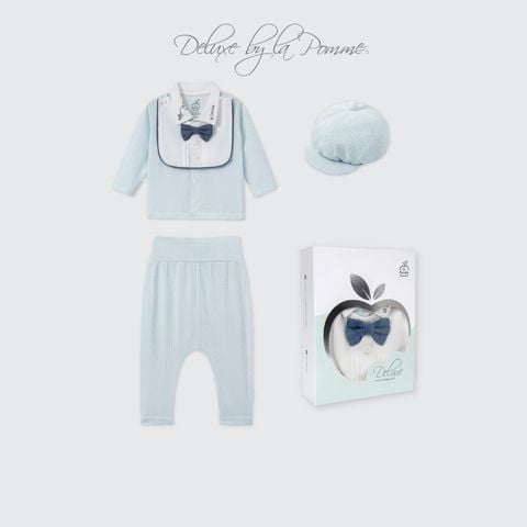  Bộ dài tay cài khuy kèm mũ La Pomme Deluxe thêu cổ thanh lịch 