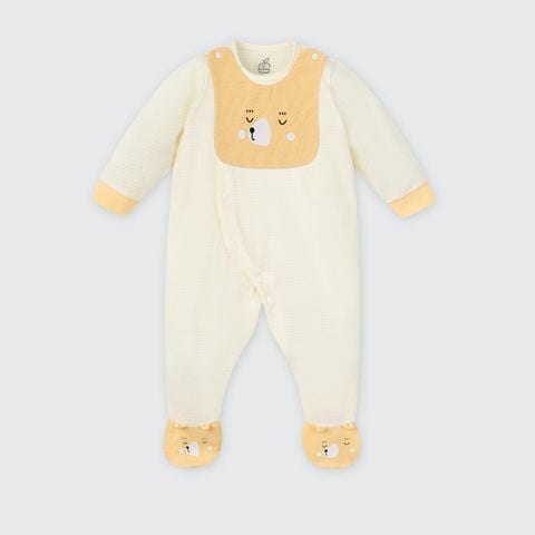  Bộ body liền dài tay có tất La Pomme kèm yếm rời Gấu nhỏ 