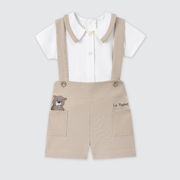  Bộ yếm rời kèm áo cộc tay La Pomme Gấu Nâu Vui Vẻ 