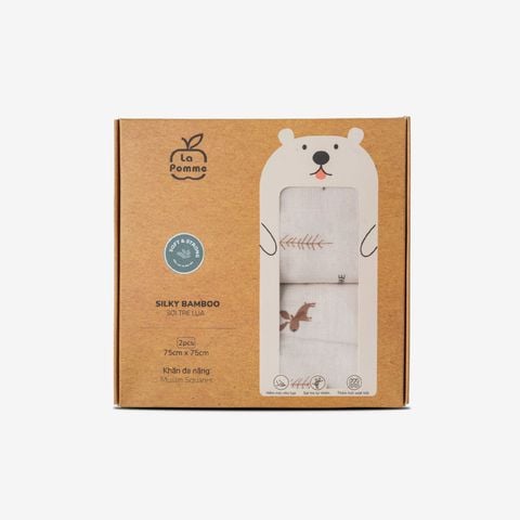  K002 Set 2 khăn sữa sợi tre lụa La Pomme - 75x75cm Hươu 