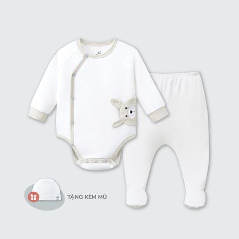  Body chip dài tay La Pomme kèm quần liền tất động vật dễ thương 