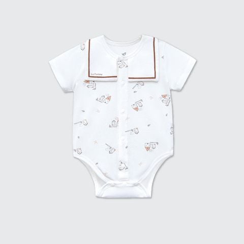  Body chip cộc tay La Pomme lá cổ cách điệu - (In tràn) 