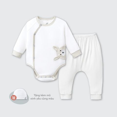  Body chip dài tay La Pomme kèm quần liền tất động vật dễ thương 