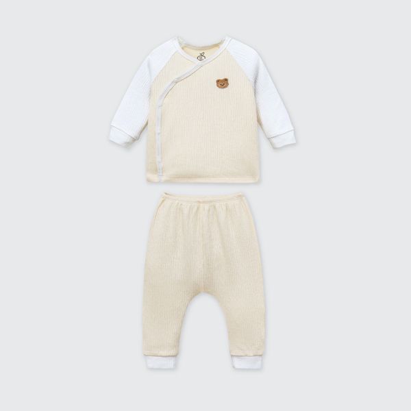  Bộ dài tay cúc lệch La Pomme dệt vân chìm 