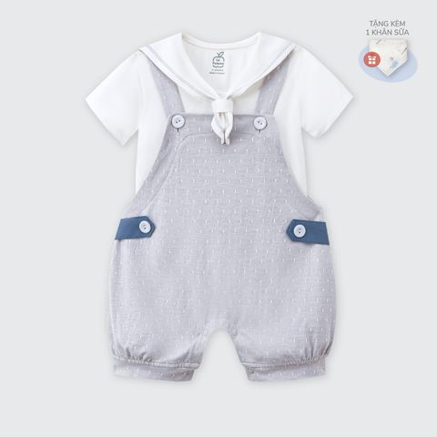  Bộ yếm rời kèm áo cộc tay La Pomme cổ nơ 