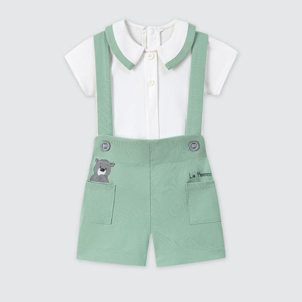  Bộ yếm rời kèm áo cộc tay La Pomme Gấu Nâu Vui Vẻ 