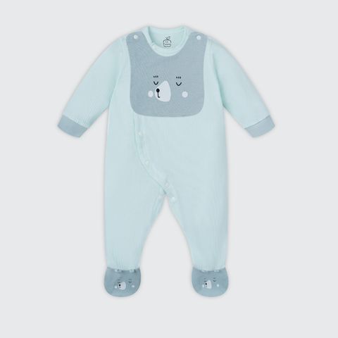  Bộ body liền dài tay có tất La Pomme kèm yếm rời Gấu nhỏ 