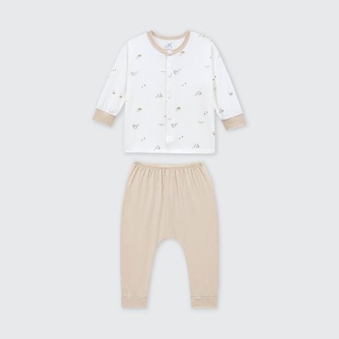  Bộ dài tay La Pomme cúc thẳng Họa tiết bé xinh 