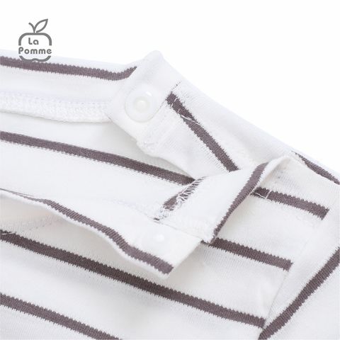  Bộ dài tay La Pomme kẻ túi màu - Ghi xanh 