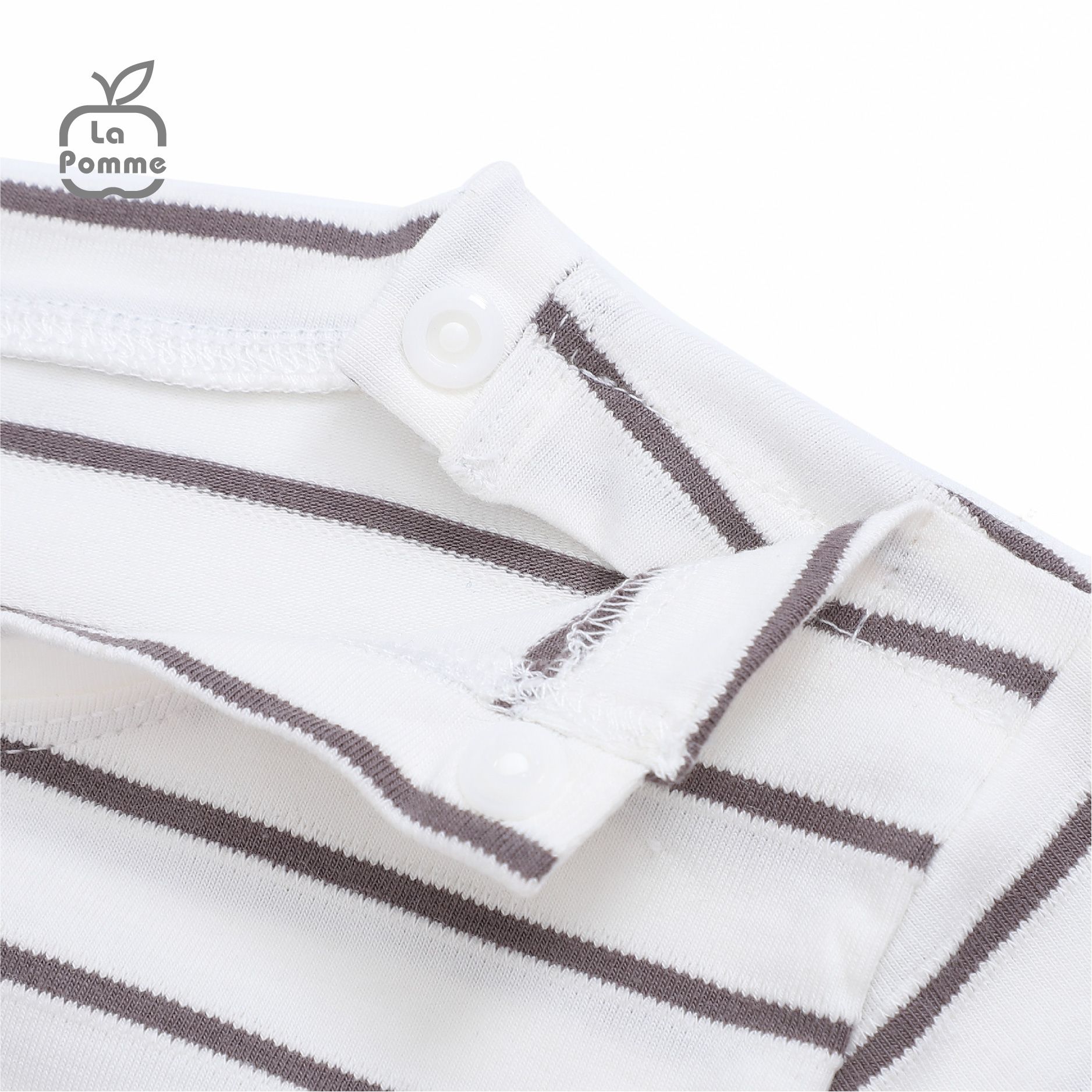  Bộ dài tay La Pomme kẻ túi màu - Ghi đỏ 