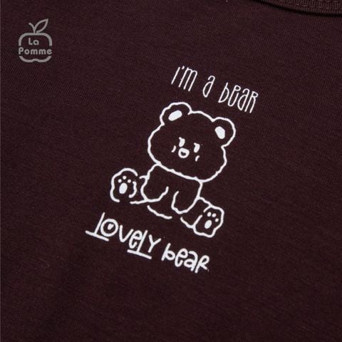  Bộ cộc tay La Pomme Teddy Bear - Tím than 