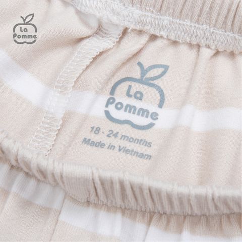  Bộ cộc tay La Pomme kẻ viền màu - Kẻ nâu 