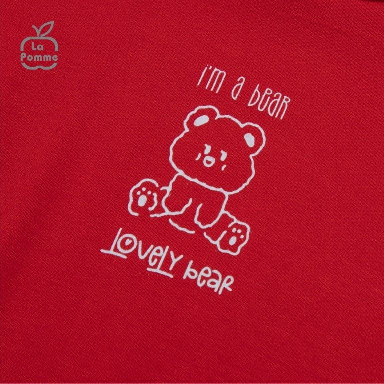  Bộ cộc tay La Pomme Teddy Bear - Đỏ 