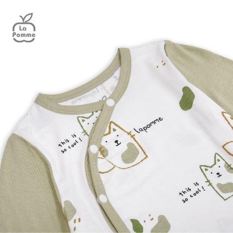  Bộ dài tay La Pomme cúc lệch lovely baby - Nâu 