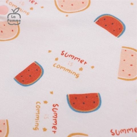 Bộ dài tay La Pomme cúc giữa Watermelon - Trắng Hồng 