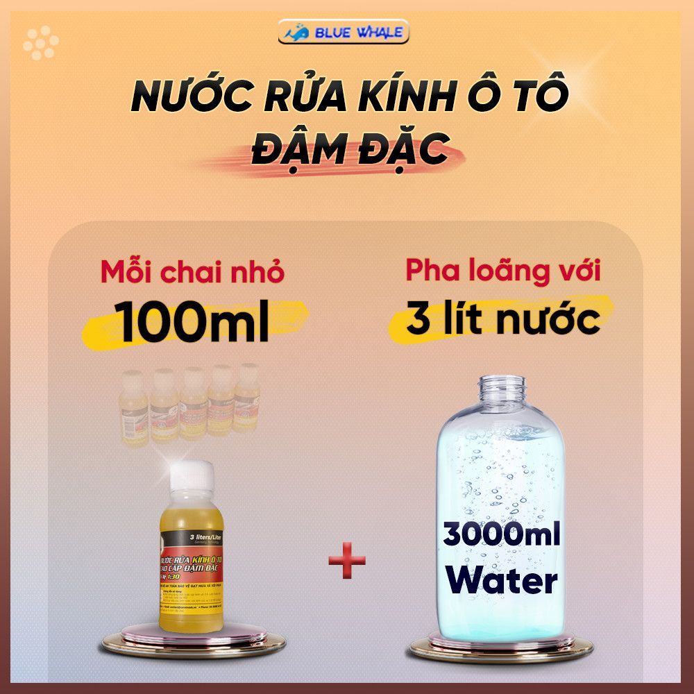  Chai rửa kính xe ô tô đậm đặc (1:30) hiệu BLUE WHALE_100ml 