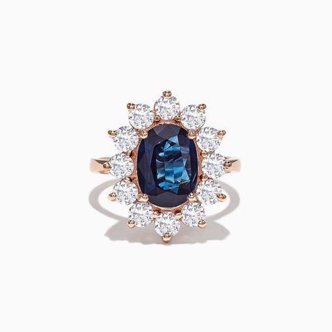  White Gold Blue Sapphire Diamond Ring 