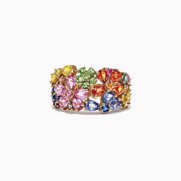 Yellow Gold Multi Sapphire & Diamond Ring