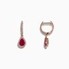 Rose Gold Ruby and Diamond Drop Earrings