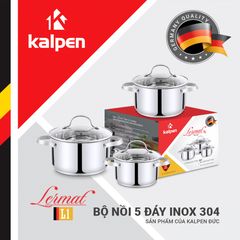 Bộ 3 nồi inox 304 cao cấp 5 đáy Kalpen Lermat L1 16-20-24cm