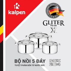 Bộ 3 nồi Inox 304 cao cấp 5 đáy Kalpen Gliter KP-3568X