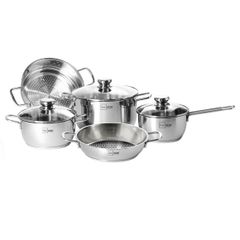 Bộ 5 nồi xửng chảo inox 430 Fivestar FSB5002 - Nắp kính - Sử dụng bếp từ