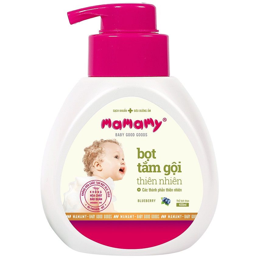 Bọt tắm gội thiên nhiên Mamamy - hương Blueberry 400ml