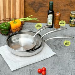 Chảo đúc inox 304 (18/10) đáy từ 3 lớp liền khối Tri-Ply Kaiyo KIP-3864 20cm/ KIP-3871 24cm/ KIP-3888 26cm