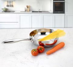 Chảo Inox 340 đáy từ 3 lớp liền khối có miệng rót Kalpen Zenger KP20 20cm / KP24 24cm / KP26 26cm / KP28 28cm - Hàng chính hãng - Bảo hành 5 năm