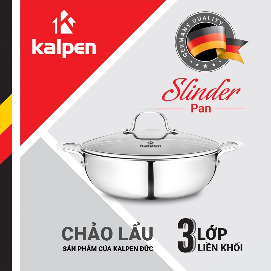 Chảo lẩu Inox 304 đúc liền nguyên khối Kalpen Slinder KP-8528 28cm