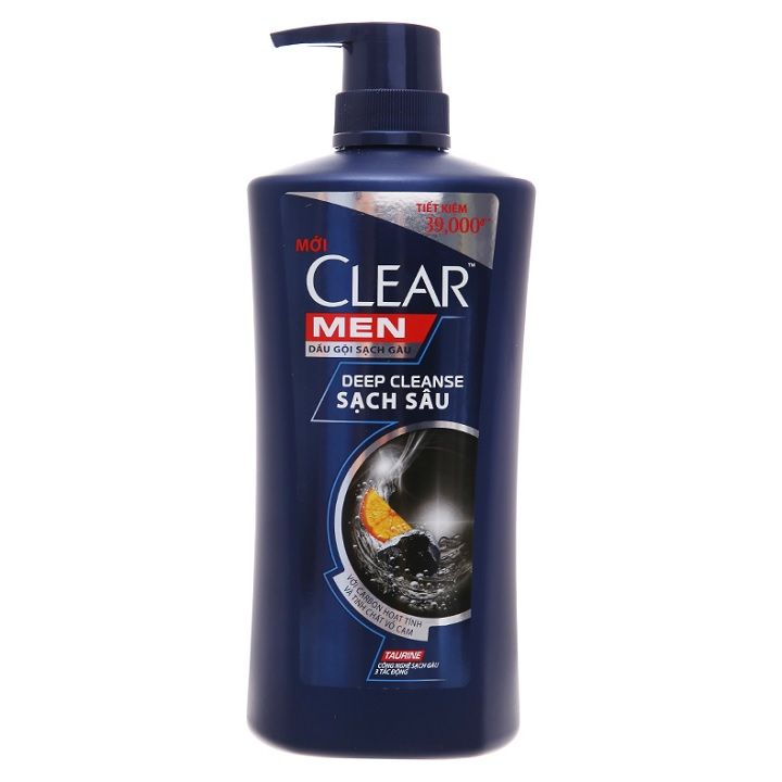 Dầu gội Clear Men Deep Cleanse với Carbon hoạt tính và tinh chất vỏ cam chai 650g