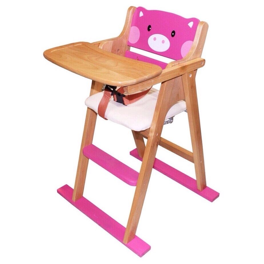 Ghế ăn trẻ em bằng gỗ Song Son (màu hồng)