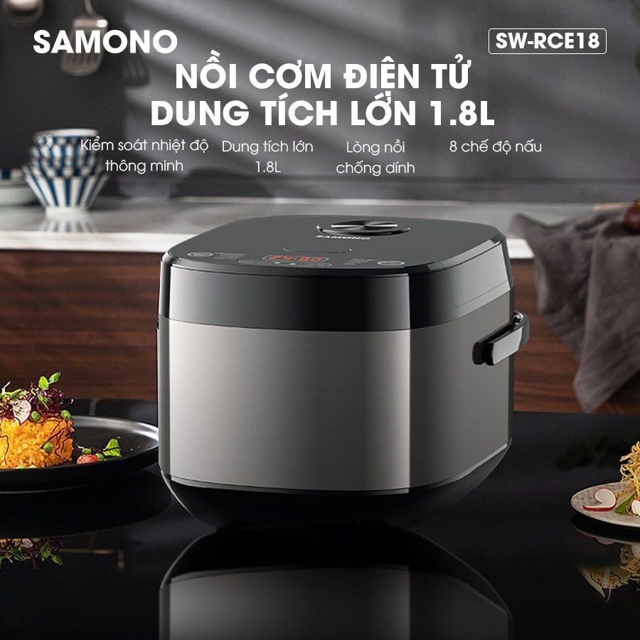 Nồi cơm điện thông minh SAMONO SW-RCE18 1.8L - 8 chế độ nấu