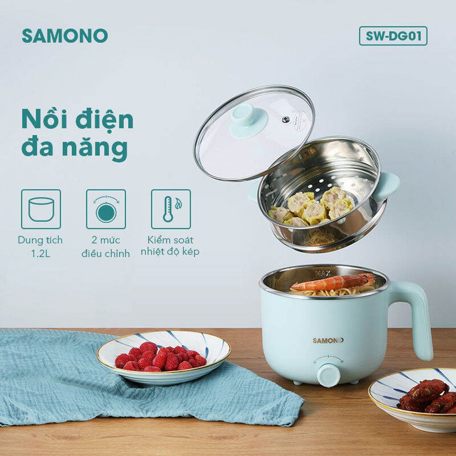 Nồi điện đa năng SAMONO SW-DG01 1.2L kèm vỉ hấp