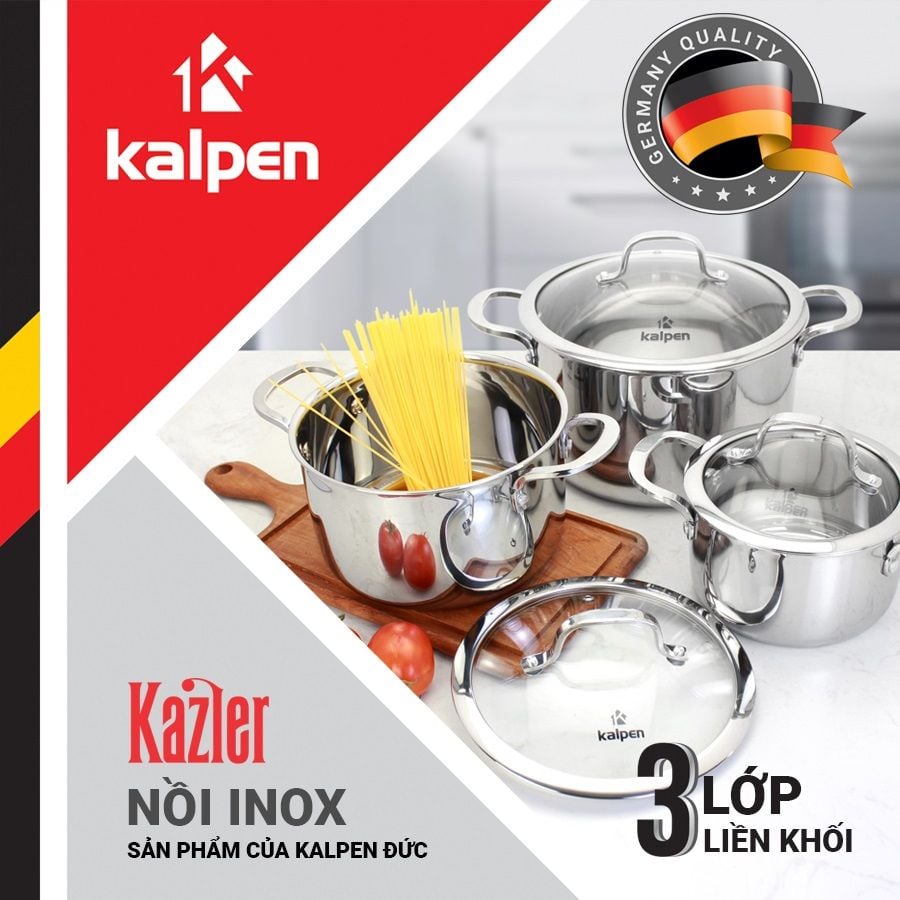 Nồi Inox 304 cao cấp 3 lớp liền khối Kalpen Kazler