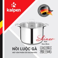 Nồi luộc gà Inox 304 cao cấp 5 đáy Kalpen Shiner KP-3228 28cm