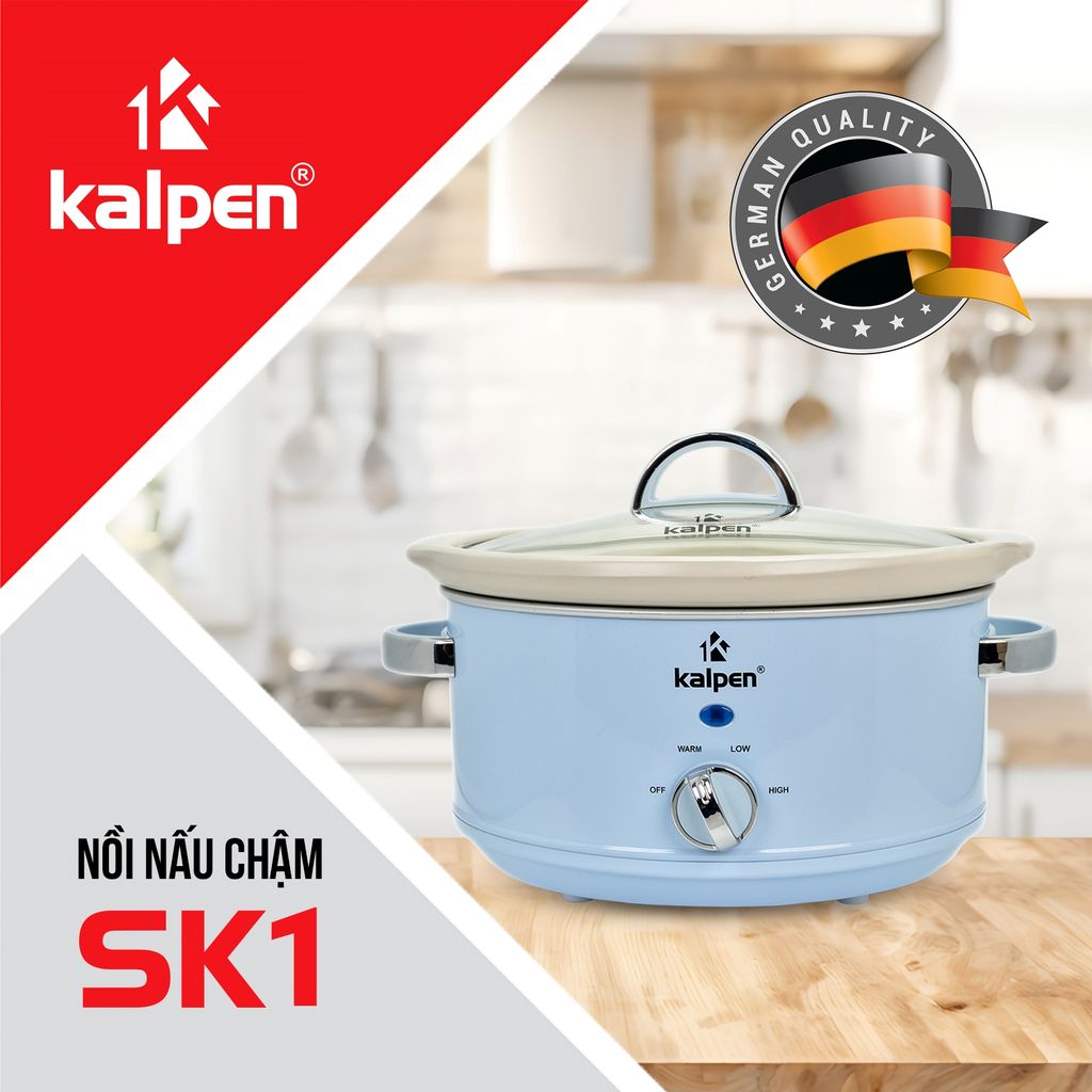 Nồi nấu chậm Kalpen SK1 dung tích 3.5L - Hàng chính hãng - Bảo hành 24 tháng
